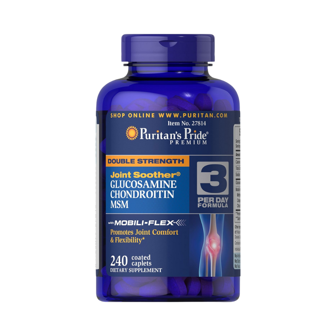 Puritan's Pride Glucosamina de doble fuerza, condroitina y MSM (240 cápsulas)